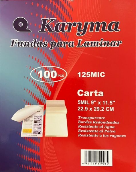 CAJA DE MICAS CARTA KARYMA 125 Micras (22.9 x 29.2cm) (100 unidades)