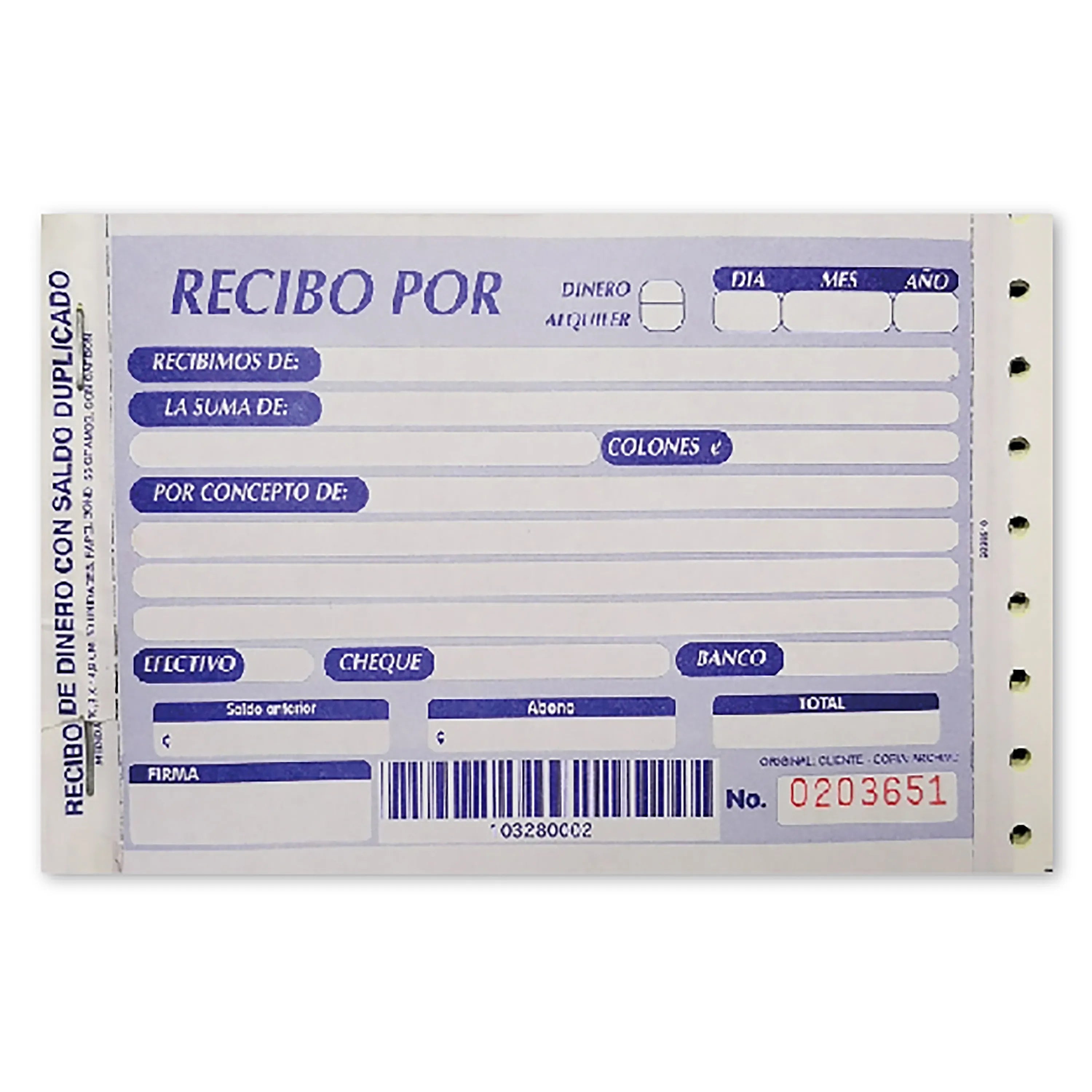 Block para recibos, 1/4 carbón